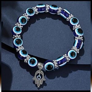 NWOT Evil Eye Royal Blue beaded unisex palm with eye